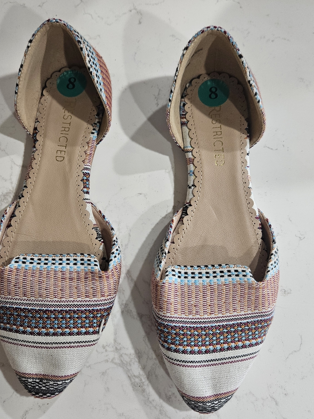 Woven Multi-Color Pointed  Flats - Women's Size 8 By Restricted